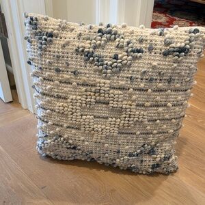 Woven Cream blue and grey Textured Throw Pillow